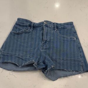 Good American Striped Blue Jean Shorts